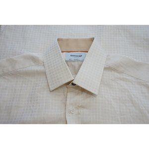 Duchamp Pale Yellow Plaid Tailored Fit Spread Collar Dress Shirt Sz 14.5 / S 37